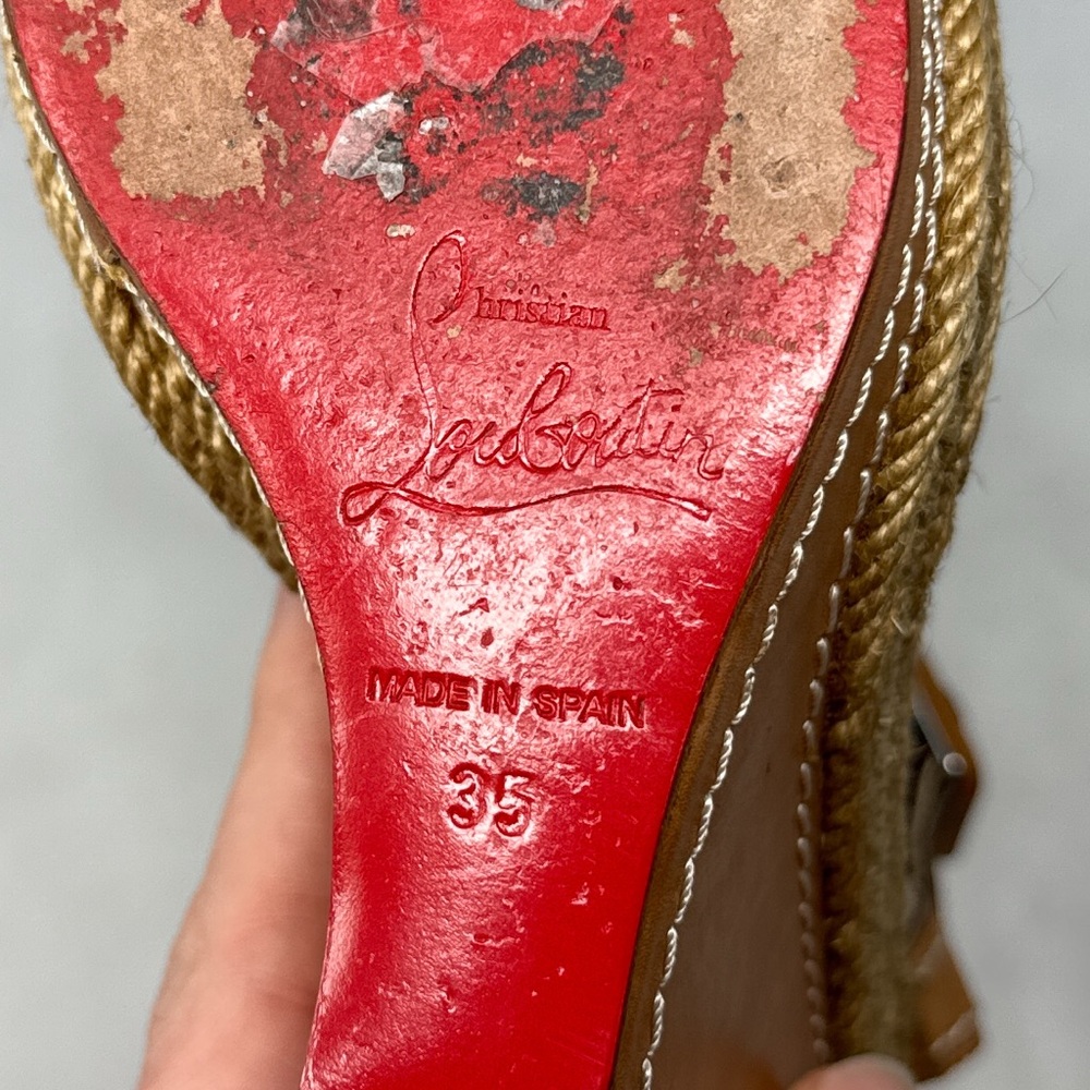 Christian Louboutin Vintage Y2K Almeria Leather Platform Espadrille Sandal Heels - Picture 11 of 14